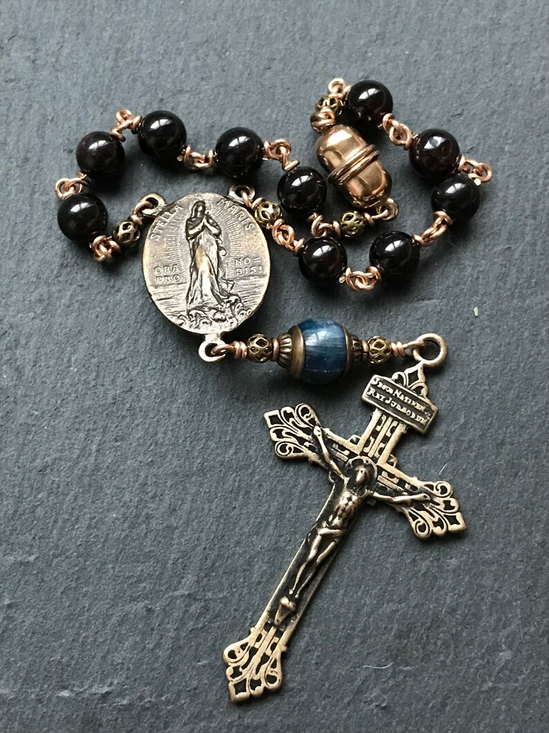 Stella Maris Auto Rosary Garnet and Bronze One Decade Rosary Car Rosary CeCeAgnes image 5