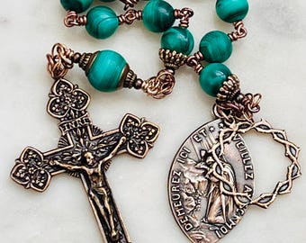 Lenten Rosary:  Malachite and Bronze Tenner - Agony in the Garden