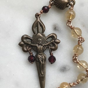 Saint James Pocket Rosary - Our Lady of the Pillar - Citrine and Bronze ...