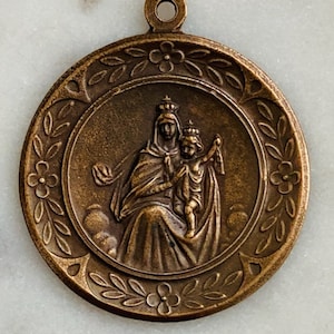 Medal - Our Lady of Mount Carmel - Bronze or Sterling Silver - Antique Reproduction 567 CeCeAgnes