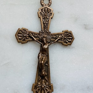 Thistle Flowers Crucifix - Sterling Silver or Bronze - Antique Reproduction 853 CeCeAgnes