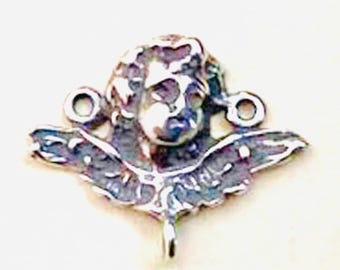 Centro de rosario con ángel querubín - Bronce o plata de ley - Reproducción antigua 320 CeCeAgnes Rosary Parts