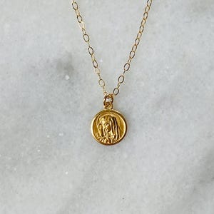 14k Gold Small Our Lady of Sorrows Necklace - Solid Gold - Antique Reproduction - Ceceagnes