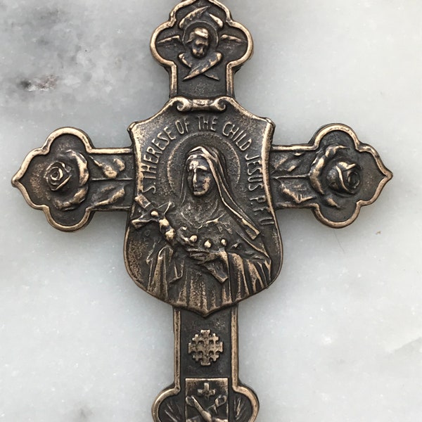 Saint Therese Cross - Sterling Silver or Bronze - Antique Reproduction 904 CeCeAgnes