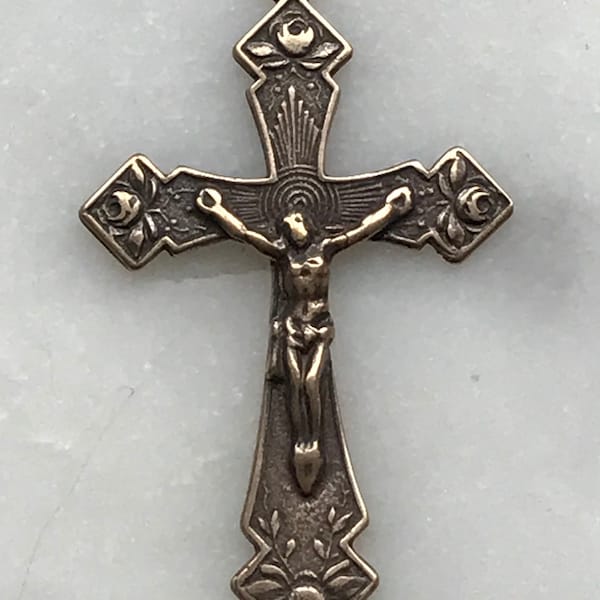 Roses Crucifix - Sterling Silver or Bronze - 467 CeCeAgnes