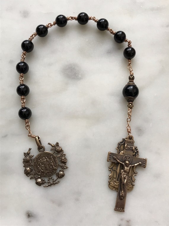 Black Onyx Rosary: Bronze Jesuit Martyrs Single Decade Tenner - Etsy