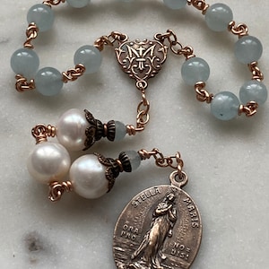Stella Maris Chaplet - Bronze - Aquamarine und Süsswasserperlen CeCeAgnes