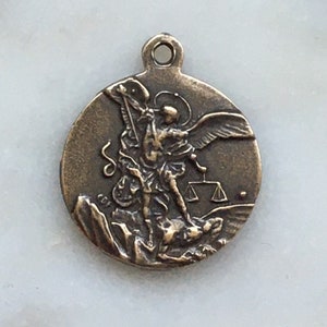 Medal - Saint Michael - Bronze or Sterling Silver - Antique Reproduction 1353 CeCeAgnes