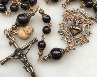 Rosario del Sagrado Corazón - Granate y Bronce CeCeAgnes