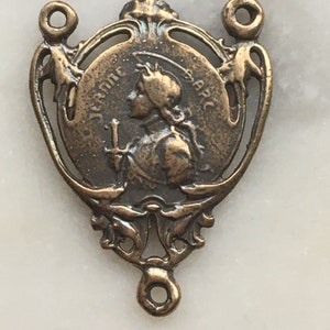 Saint Joan of Arc Rosary Centerpiece: 1142 Antique Bronze Medal