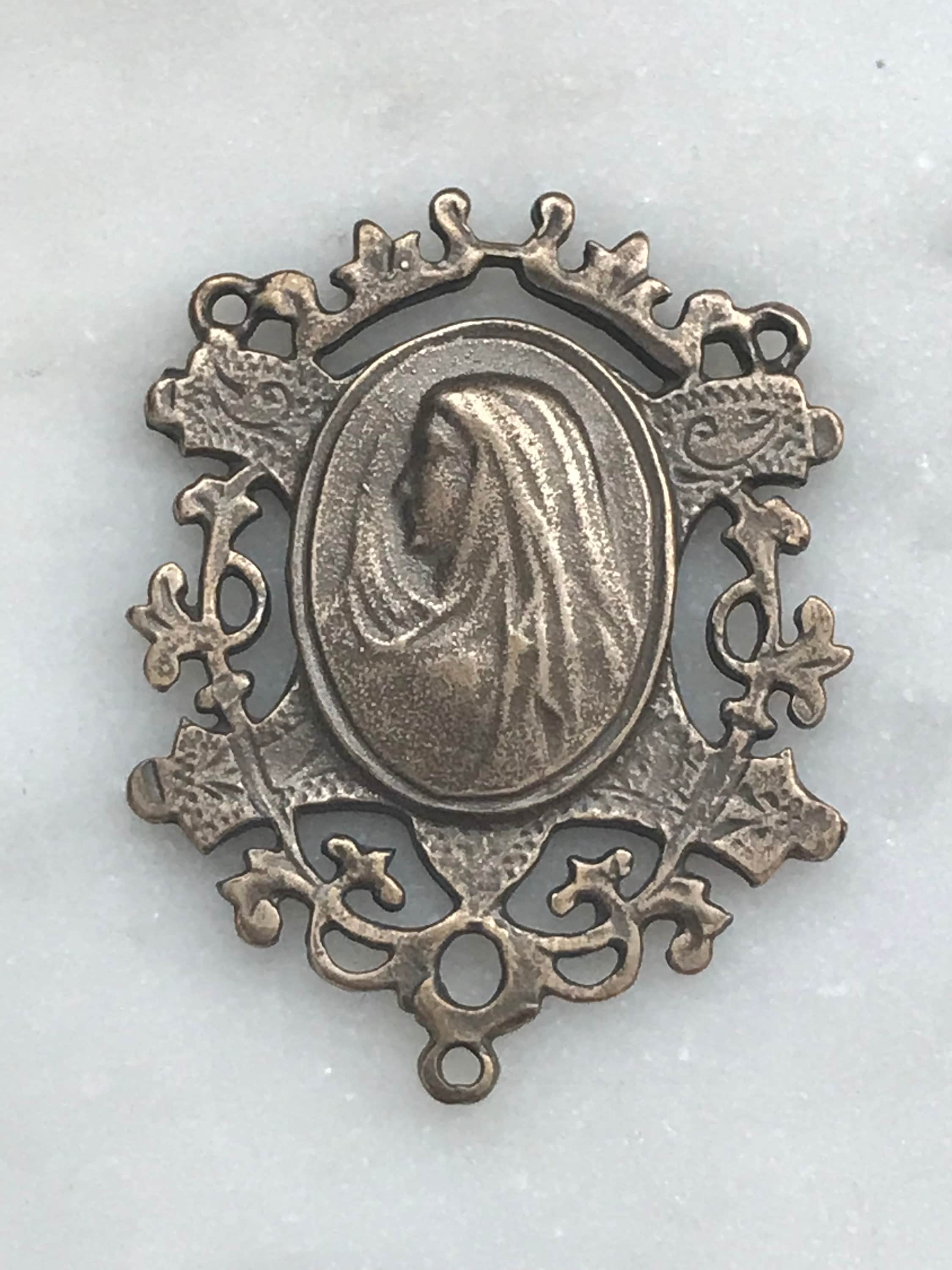 マリア様のロザリオセンター - ブロンズまたはスターリングシルバー