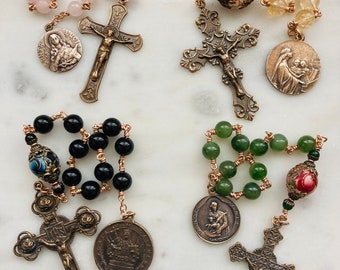 Virgin Martyrs Rosary Set - Saints Cecilia Agnes Agatha and Lucy