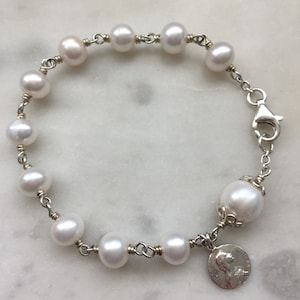 Handmade Sterling Silver Freshwater Pearl Rosary Bracelet