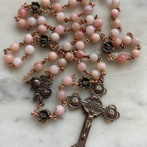 Roses Heirloom Rosary - Opals and Bronze CeCeAgnes