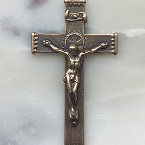 Crucifix Pendant -  Bronze - Antique French Reproduction 941 CeCeAgnes Rosary Parts
