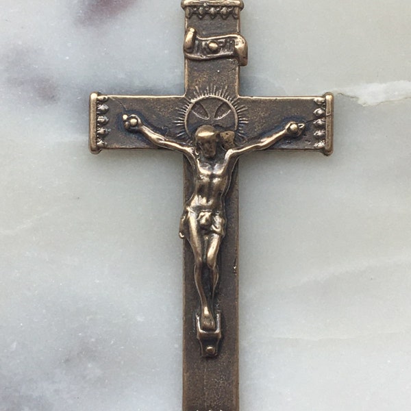 Crucifix Pendant - Sterling Silver or Bronze - Antique French Reproduction 941 CeCeAgnes
