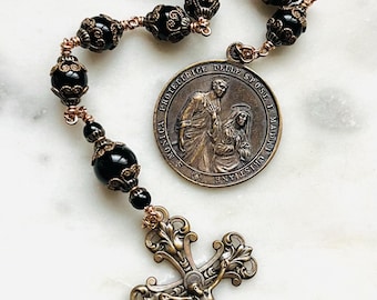 Saint Monica and Saint Augustine Rosary: Onyx & Bronze Single Decade Tenner