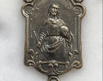 Lourdes Sacred Heart Rosary Center - Bronze or Sterling Silver- 676 CeCeAgnes