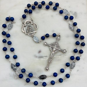 Seven Sorrows Chaplet - Sterling Silver and Lapis Rosary - Servite - CeCeAgnes