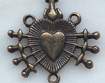 Seven Sorrows Rosary Center - Bronze or Sterling Silver - Antique Reproduction 456 CeCeAgnes Rosary Parts