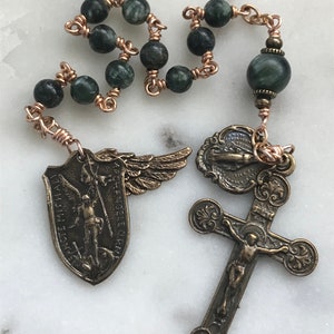 Tiny Tenner - Seraphim Angel Pocket Rosary - Bronze and Seraphinite CeCeAgnes