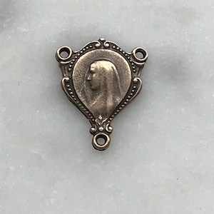 Virgin Mary Rosary Centerpiece - Bronze or Sterling Silver - Antique Reproduction 259 CeCeAgnes