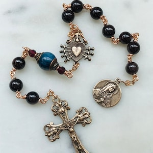Pocket Servite Rosary - Garnet - Bronze or Sterling Silver - Seven Sorrows Chaplet - Our Lady of Sorrows CeCeAgnes
