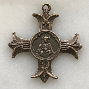 Medal - Sacred Heart Cross - Bronze or Sterling Silver - Antique Reproduction 1529 CeCeAgnes