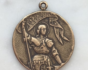 Saint Joan of Arc Medal: 1071 Antique French Reproduction, Sterling Silver or Bronze