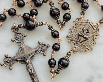 Rosario del Sagrado Corazón - Granate y Bronce CeCeAgnes