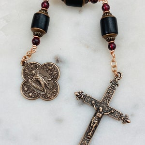 Three Hail Mary Saint Raphael Chaplet - Wood and Bronze CeCeAgnes