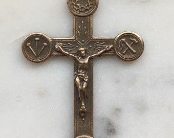 Passion Crucifix Pendant - Sterling Silver or Bronze - Antique Reproduction - 1379 CeCeAgnes