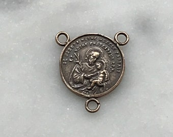 Saint Joseph Rosary Centerpiece - Bronze or Sterling Silver - Antique Reproduction 1373C CeCeAgnes Rosary Parts