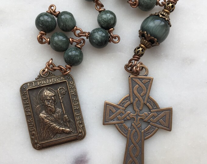 Saint Patrick Green Chrysoberyl One Decade Irish Pocket Rosary Celtic