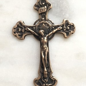 Star Halo Crucifix Pendant - Sterling Silver or Bronze - Antique Reproduction - 608 CeCeAgnes