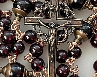 69 Bead Precious Blood of Jesus Chaplet - Bronze and Garnet