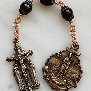 Three Hail Mary Chaplet - Garnet and Bronze CeCeAgnes