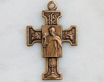 Cross Jesus and Mary -  Bronze - 1528 CeCeAgnes Rosary Parts