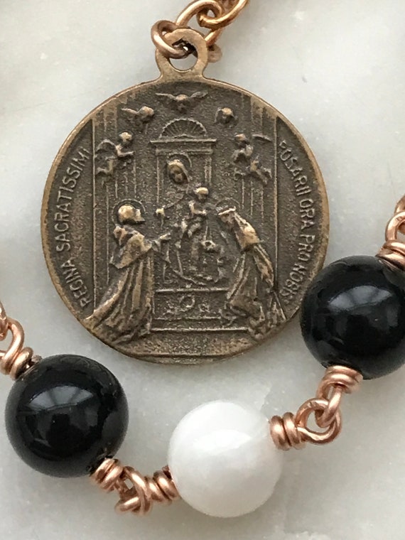Saint Thomas Aquinas Rosary Onyx and Mother of Pearl Dominican