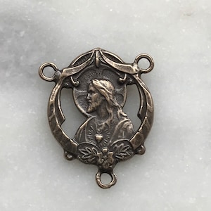 Jesus Rosary Centerpiece - Bronze or Sterling Silver - Antique Reproduction 303 CeCeAgnes