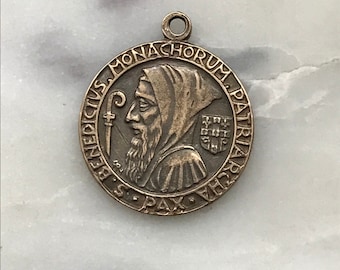 Medal - Saint Benedict - Bronze or Sterling Silver - Antique Reproduction 1384 CeCeAgnes