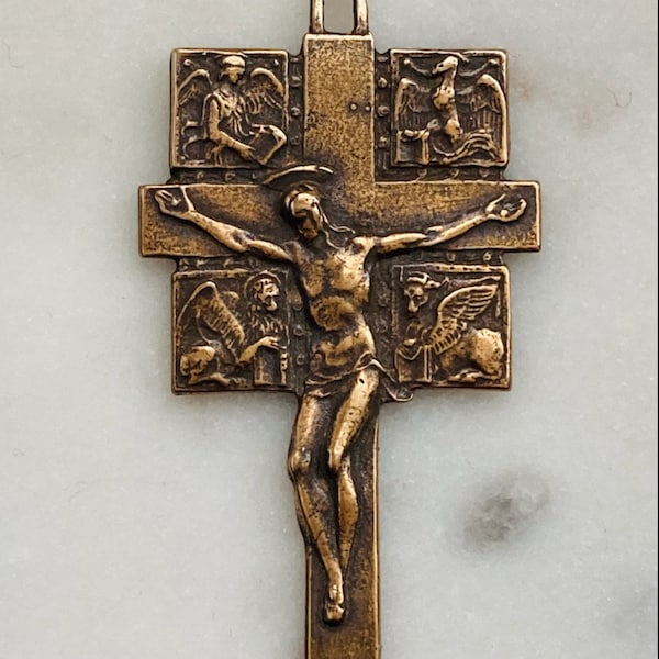 Evangelist Crucifix - Sterling Silver or Bronze - Antique Reproduction 762 CeCeAgnes