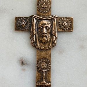 Holy Face of Jesus Cross - Bronze or Sterling Silver - Antique Reproduction 1599 CeCeAgnes