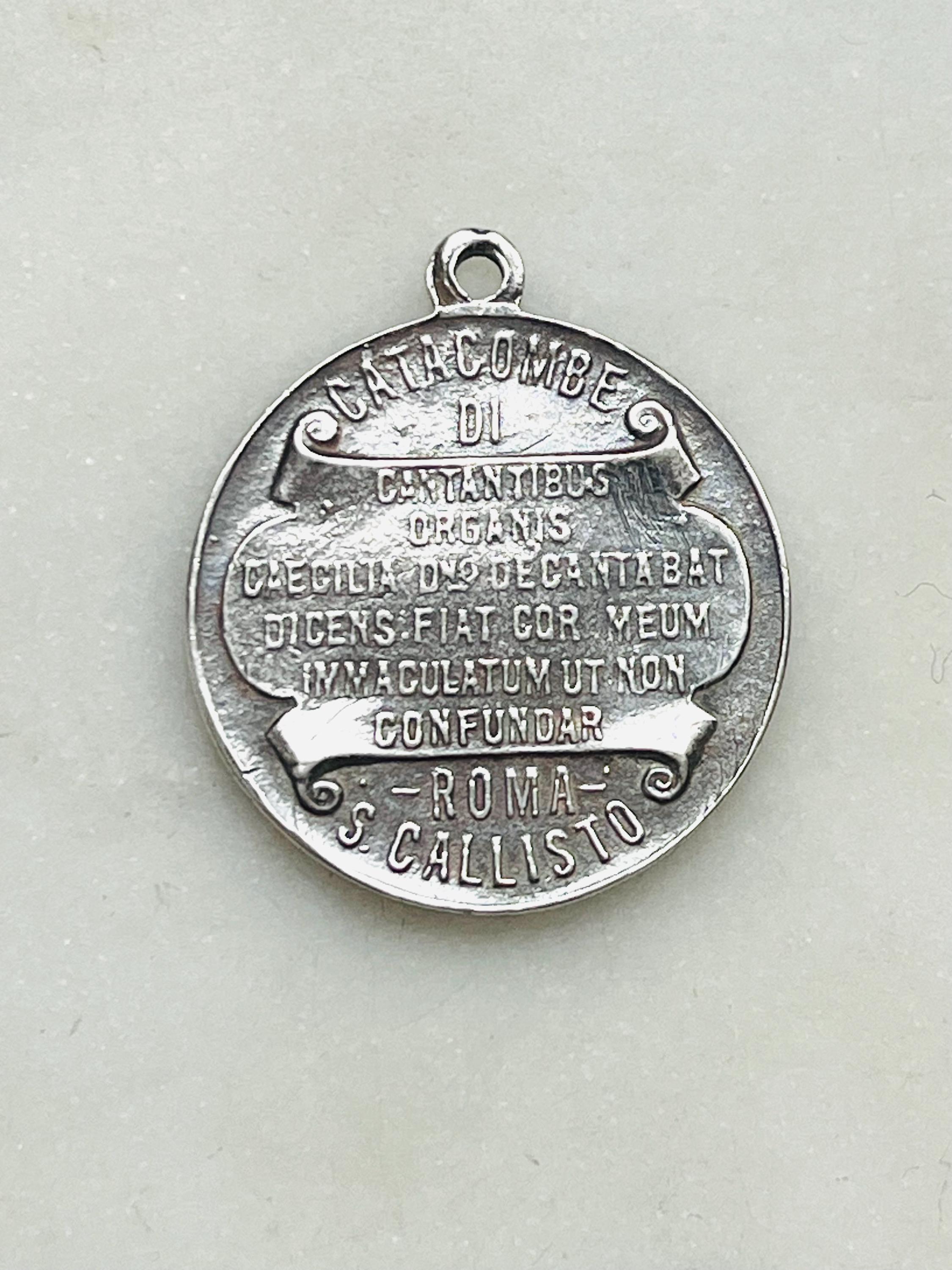 Saint Cecilia Medal - Sterling Silver - Antique French Reproduction ...