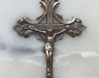 Colgante de crucifijo - Plata de ley o bronce - Reproducción francesa antigua 1219 CeCeAgnes Rosary Parts