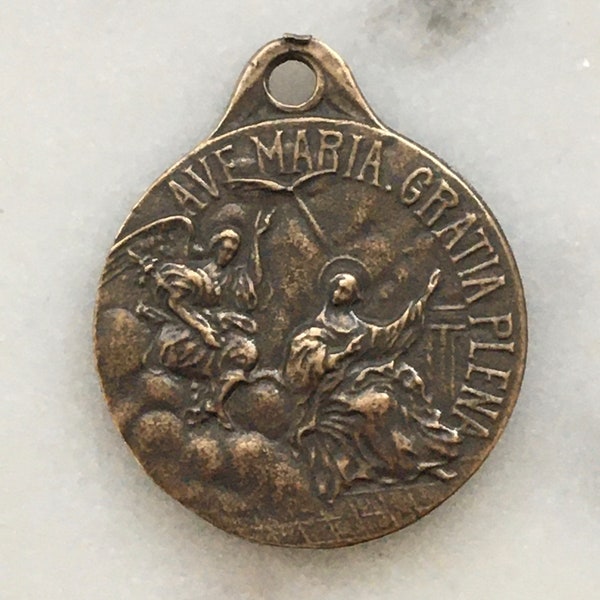 Medal - Saint Gabriel - Annunciation - Bronze or Sterling Silver - Antique Reproduction 1356 CeCeAgnes