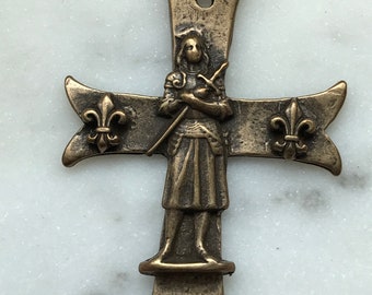 Joan of Arc Cross: 1332 Antique French Bronze  Medal