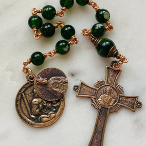 Saint Thomas Aquinas Saint Louis Christ the King Rosary -Chrome Diopside Gemstones - Single Decade