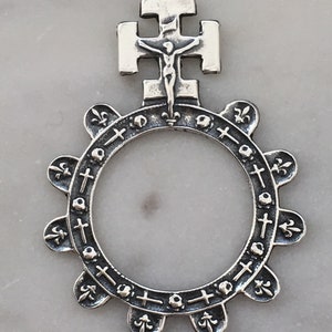 Finger Rosary - Sterling Silver Medal - Replica of Antique Medal - One Decade Rosary - Ring CeCeAgnes