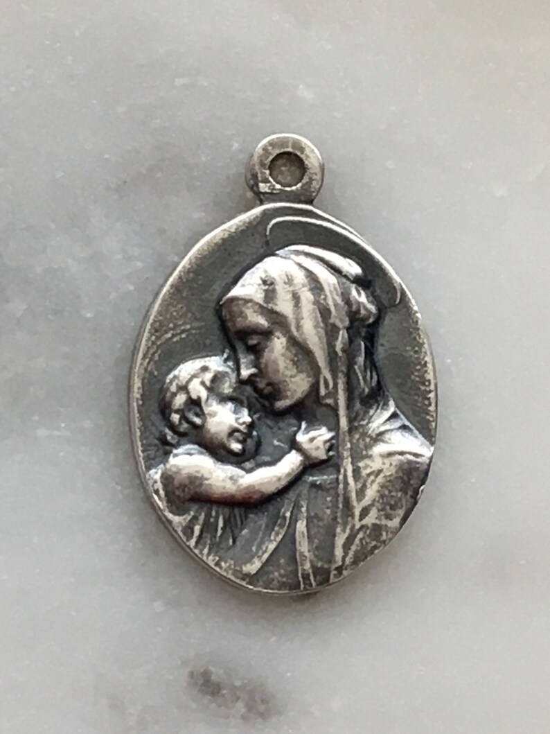 Madonna and Child Sterling Silver Medal Virgin Mary - Etsy